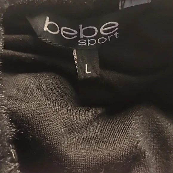 Bebe Plush Black Hooded Jacket Size Large - Picture 6 of 8